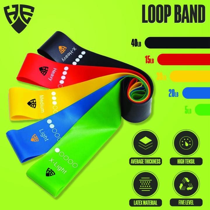 Loop Bands, PACK OF 5 Yoga Resistance Rubber Bands, Mini Loop Band, Resistance Band, Leg Loop Bands, 5 Level Exercise Bands Set, Stretch Band – Haeve Ecommerce
