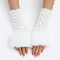 Knitted Women gloves Elasticity Plush Furry Half fingers mittens Fashion gloves for Outdoor Girls Women. 