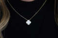 Clover pendant necklace with earrings in Korean style stainless trending jewelry for girls. 
