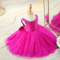sleeveless Flares baby girls Net frocks with beads around Neck in pink and green color 2023. 
