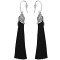 retro simple long earrings ear studs female wild art style - black. 