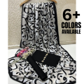 SastaaE Comes With Unstitched 3 Pieces Trending New Season Kataan Silk Plain Shirt & Trouser With Calligraphy Silk Printed Dupatta Trendy Party Wear Suit For Women & Girls || Unstitched Fabric For Women. 