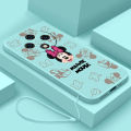 OPPO Reno 12F Reno12 F 5G Minnie Cartoon Mouse Case Shockproof Luxury Liquid Silicon Cover with Lanyard. 