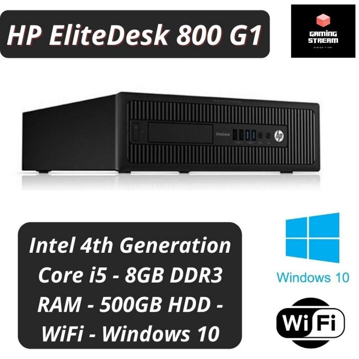 Renewed - HP EliteDesk 800 G1 Desktop PC - Intel 4th Generation Core i5 - 8GB DDR3 RAM - 500GB HDD - WiFi - Windows 10