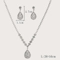3Pcs Luxury Simple Rhinestone Necklace Drop Earrings For Women Girls Fashion Exquisite Jewelry Set Wedding Bride Accessories Qoddess. 
