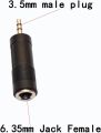 Jack Plug Adapter 3.5 mm Headphone Jack to Jack 6.35 mm Connector Female AUX Cable Converter Coupling Compatible with îPhòné, MP3, Laptop, Sámsùng Gáláxy S8, Hùáwei, OnePlus (Pack of 3). 