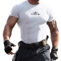 Men Casual O Neck Short Sleeve Quick Drying Elastic Fitness Slim T-shirt Top. 
