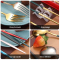 4pcs Portable Stainless Steel Cutlery Set Travel Dinnerware Set Spoon Fork Chopsticks Kitchen Accessory with Case Cutlery Camping Dinner Sets. 