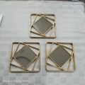 Wall Mirror Set of 3 Pcs or 4 Pcs Plastic Material 10 Inch Square Design. 