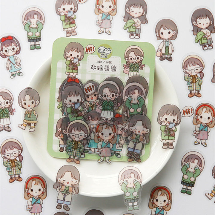Panda Online 40PCS Mini Cute Girl Clothes PET Stickers Waterproof Album Diary Journal Decorative Scrapbooking Sticker