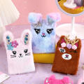 Compact size Bunny plush diary Fluffy  packaging Kawaii design Cartoon notebook Multiple colors Soft material Portable notepad for School Office Daily planning Writing journal Gift idea. 