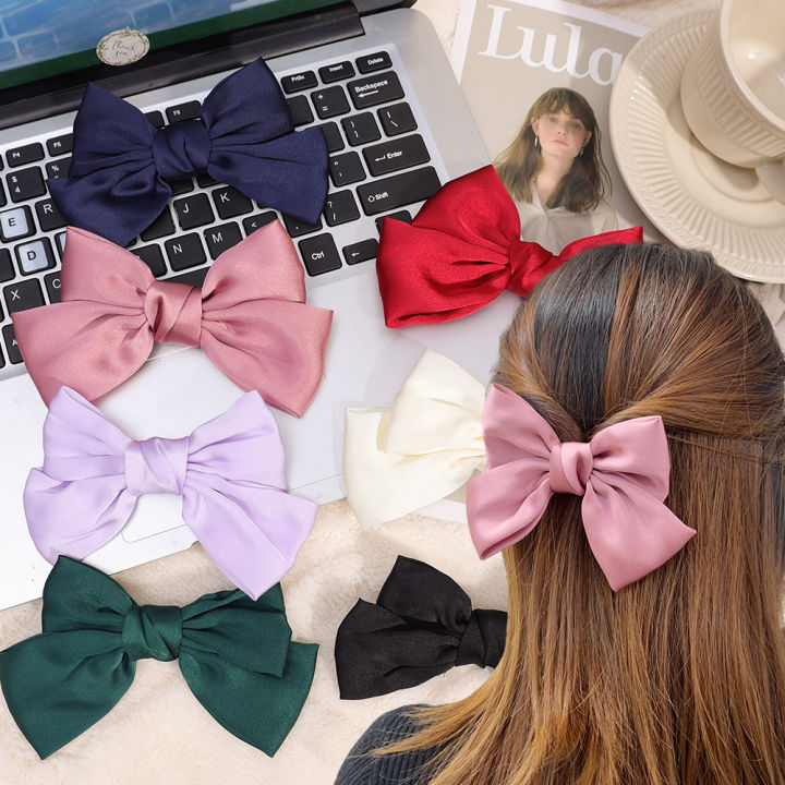 8Colors New Style Small Fresh Solid Color Bow Girl Duckbill Clip Fashionable Half Tie Hairpin Women's Exquisite Hair Clip Daily Hair Accessories