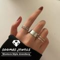 Stylish Pack of 3 Rings For Girls Birthday Gift Punk Cool Hip Pop Rings Size Adjustable Alloy Rotate Ring For Women Party Gift Black Rings For Girls Soomas Jewels Rings. 