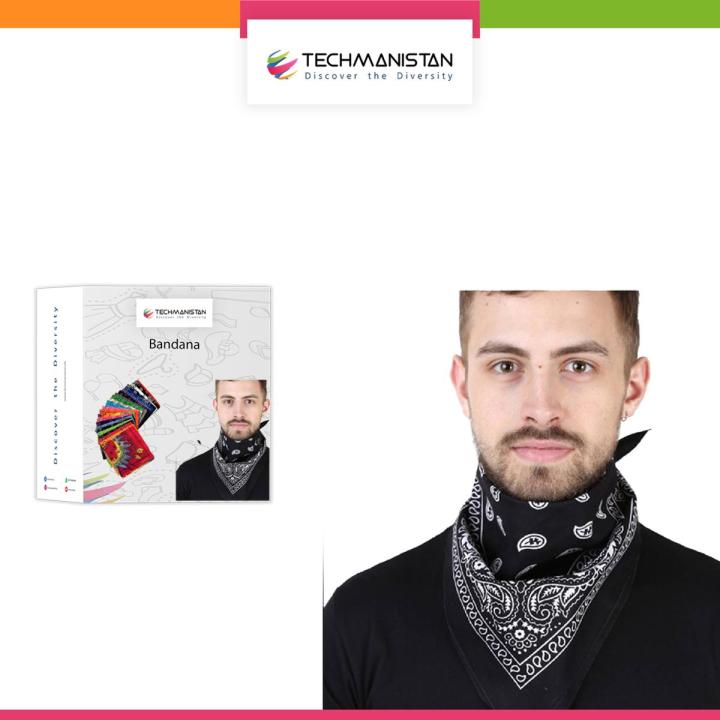 Techmanistan Ethnic Unisex Bandana Scarf Head Wrap Scarf For Boys - Paisley Printed Bandana For Boys, Bandana for Girls, Bandana for Men Head, Bandana for Boys, Bandana for Men Black