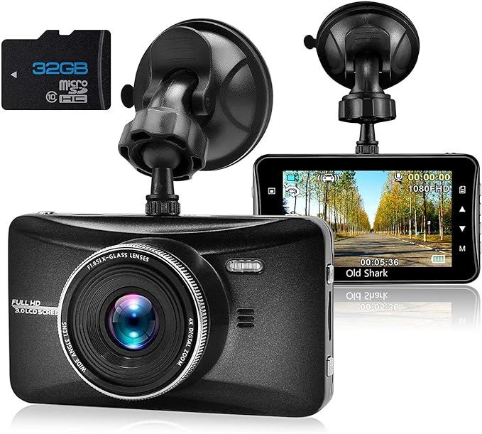 Dash Cam 1080P Full HD 3 Inch Dashboard Camera Car Recorder with 32GB Card