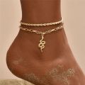 Huitan Metal Rock Chains Anklets for Women Cool Foot Accessories Snake Lock Key Heart Charms Daily Wear Ankle Bracelet Jewelry. 