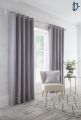 Jacquard Curtains Set, Lined Eyelet Curtains for Room - Diamond Texture Silver Grey - Pack of 2. 