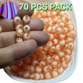 CRYSTAL DIAMOND CUTS CRYSTAL BEADS, 70 PCS, ROUND CRYSTAL TRANSPARENT BEADS SIZE 8MM IN PEACH COLOR FOR ART AND CRAFT PROJECTS, DECORATION DIY SEWING CRAFT AND SCHOOL PROJECT.. 