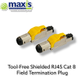 Tool-Free Shielded RJ45 Cat 8 / Cat8 Field Termination Plug (Cat8 Connector / Cat8 Plug. 