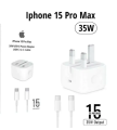 100% Original 35W PD Charger For iPhone 15 Pro Max - 3PIN UK Plug Fast iPhone Charger With Type-C to Type-C Cable 35W Supported | Power Adapter for iPhone. 
