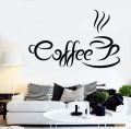 size - 2 x 1 feet -Coffee Mug smoke style Self adhesive wall stickers , decal, vinyl for restaurants, cafe, kitchen, shop, home  decor lovers-  Black. 