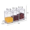 Set of 3 - Acrylic Spice Jar Set, Kitchen Condiment Container Set Clear Acrylic Airtight Seal Container With Lid Food Storage Jar. 