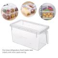 Refrigerator Storage Box With Handle Transparent Sealed Rectangle Plastic Container with Lid. 