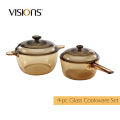 VISIONS® 4-piece Glass Cookware Saucepan Cookpot Set. 