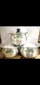 Pot Set Aluminium With Metal Finish 3 Pieces Capry pot set 3 pot set silver(almunium)  (pateli) (handi) cookware New style. 