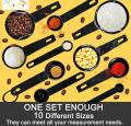 10pcs Black Plastic Measuring Spoons Cups Measuring Set Tools For Baking Coffee. 