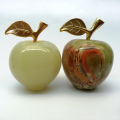 Marble Decoration Pieces - Set of 2 Green Onyx Stone Marble Apple for Decoration. 