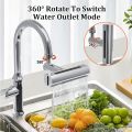 Multifunctional Kitchen Sink Waterfall Faucet 4 in 1 - 360° Rotating Waterfall Bubbler with 4 Modes, Anti-Splash, Pressurized, Universal Faucet Extension for Vegetable Washing. 