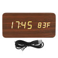Electronic Alarm Clock, LED Wood Digital Clock Widescreen for Office. 