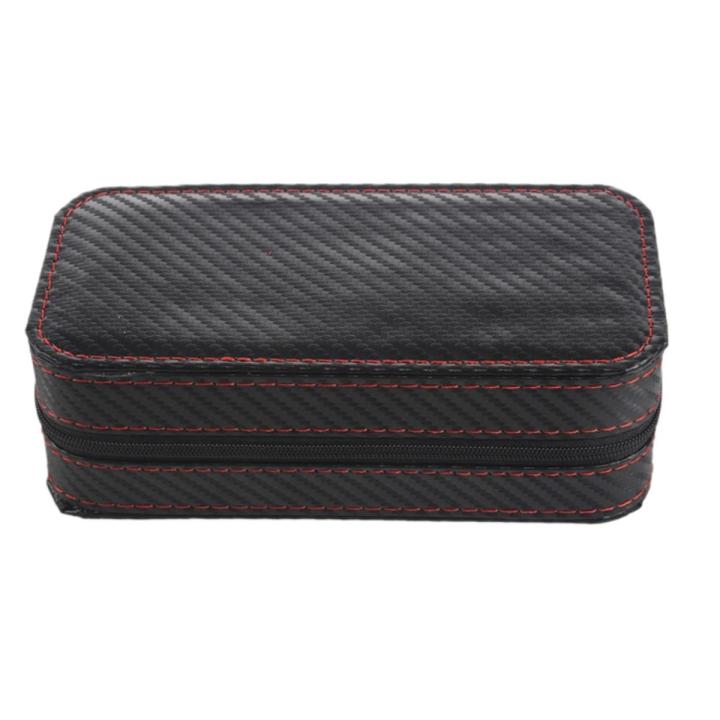 High Quality Watch box Portable Carbon Fiber, 2 Slots Display Zipper Case Storage Holder