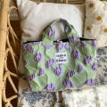 Bow Detailing Floral Tote Bag Artistic Design Durable Canvas French Style Oil Painting Bag Handheld Bag Single Strap Vintage Handbag for Daily Use Fashionistas Picnic Accessory Ladies' Lunch Bag. 