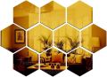 Hexagonal Acrylic Mirror 3D Wall Stickers Set - Creative Art Design for Bedroom & Office. 