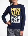 KUCH BHE KARU navy blue New Fashion Printed Fleece sweetshirt For Womens. 