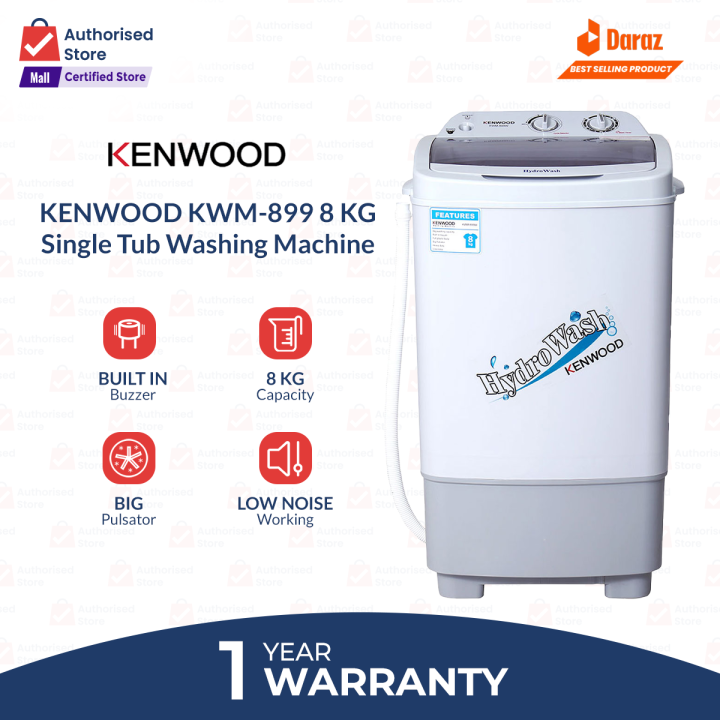 Kenwood Washing Machine Single Tub-Top Load -Model KWM-899 -8 KG Hydro Wash Series with 10 Years Warranty