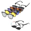 6 In 1 Spectacle Frame Men Women With 5 PCS Clip On Polarized Sunglasses Magnetic Glasses Male Computer Optical 2201. 
