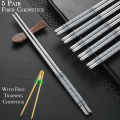 1 Pairs Reusable Chinese Silver Chopsticks With Chopstick Helper & Holder For Kids, Reusable Chopstick, Chinese Chop stick, Cooking Chopsticks, Noodles Chopsticks, Sushi Chopsticks,. 