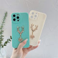 FELMYST Original Case For OPPO Realme C17 3D Metal Deer Head Elk Luxury Square Liquid Silicone Back Mobile Phone Casing Boy Men Gril Gift Soft Lens Protect Cover. 