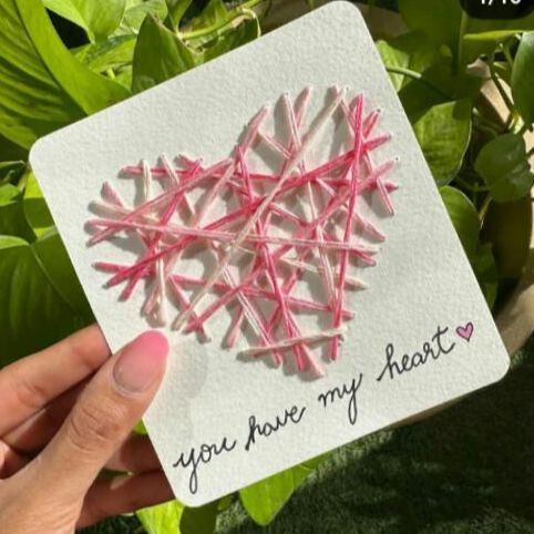 trendy heart design card for loved ones / cute thread card gift