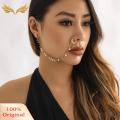 Nose Chain Jewelry Boho Ethnic Style Nose Chain with Faux Pearl Tassel Trendy Southeast Asian Nose Jewelry Stud Earring Nose Ring. 
