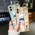 YIWESAN For vivo y12a Case With Wristband Fashion Cartoon Spoof Girl New Design Thin Shockproof Phone Case Pattern Plating Silicone Casing Full Cover Camera SoftCase Protection Cases. 