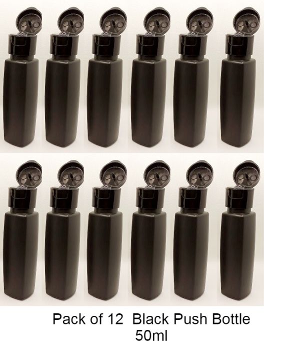 Pack of 12 / Empty Push Bottle 50ml / Empty Bottles for Hair Oil / Lotion Bottles Empty Plastic Push Bottles Flip Top