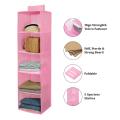 5-Shelf Hanging Clothes Storage Collapsible Accessory Shelves Closet Cubby for Regular Garments, Shoes Storage Organizer. 