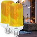 LED Flame Effect Light Bulbs with Single Mode - 3W Flicker Flame Light Bulb E26/E27 - Standard Base (2 Pack) - Flickering Light Bulbs - Orange Fire Light Flame Bulb for Indoor/Outdoor/Christmas/Home. 