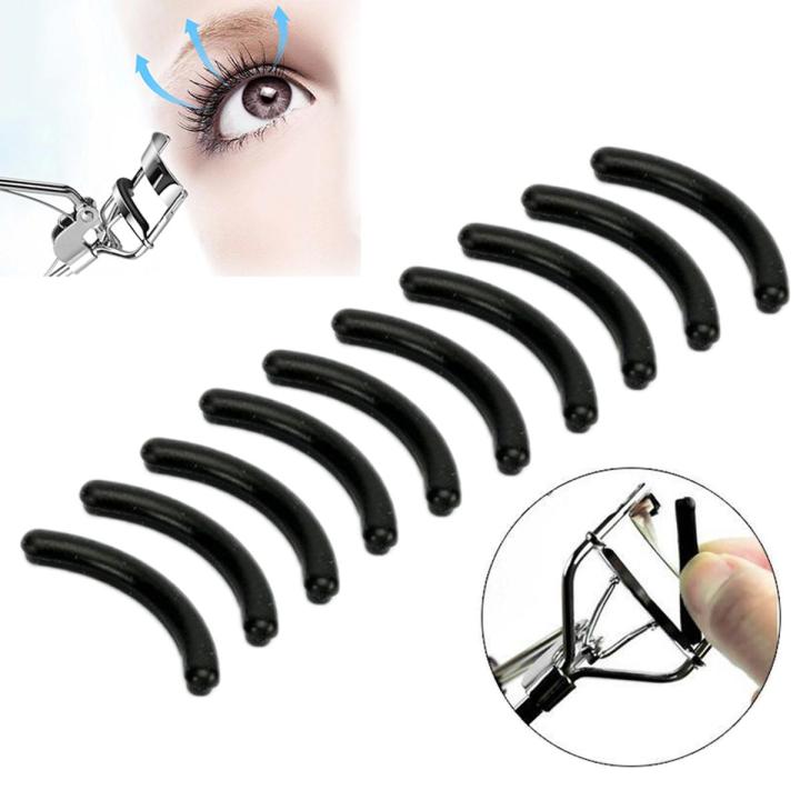 10Pcs Refill Rubber Pads Replacement Eyelash Curler Circle Tool（Black silicone strips in bulk）