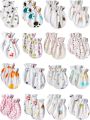 Pack of 1 /2 / 4 / 6 Pair - NewBorn Baby Anti Scratching Gloves Soft Cotton Mittens Set - New Born. 