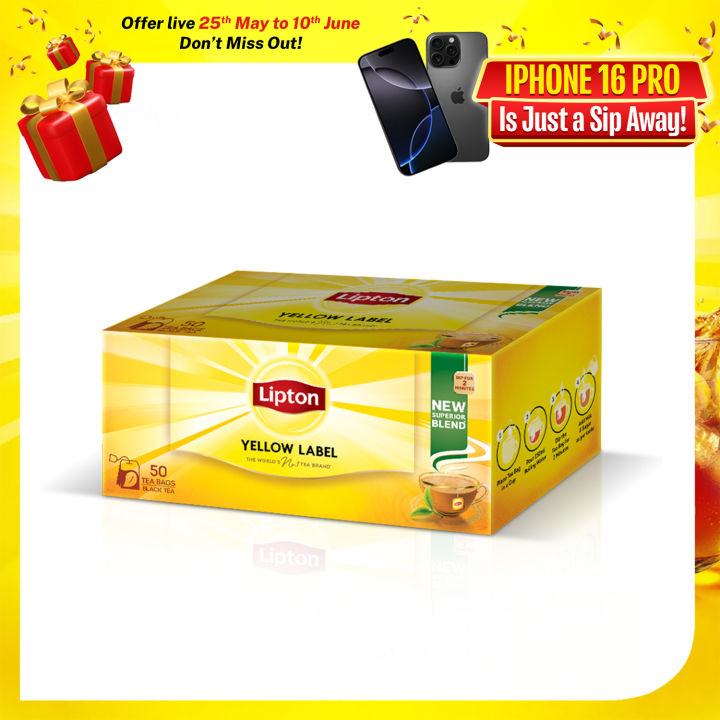 Lipton Yellow Label Black Tea 50 Bags - New Superior Taste - Chai Chahiye